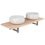 Three Piece Bathroom Furniture Set Ceramic Oak