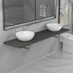 Three Piece Bathroom Furniture Set Ceramic Grey
