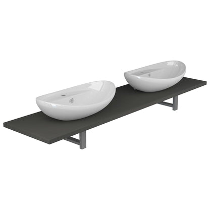 Three Piece Bathroom Furniture Set Ceramic Grey