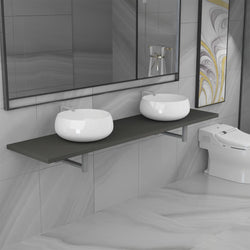 Three Piece Bathroom Furniture Set Ceramic Grey