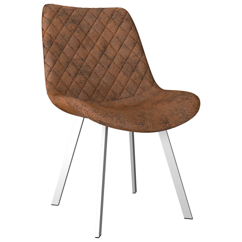 Dining Chairs 4 pcs Brown Faux Suede Leather