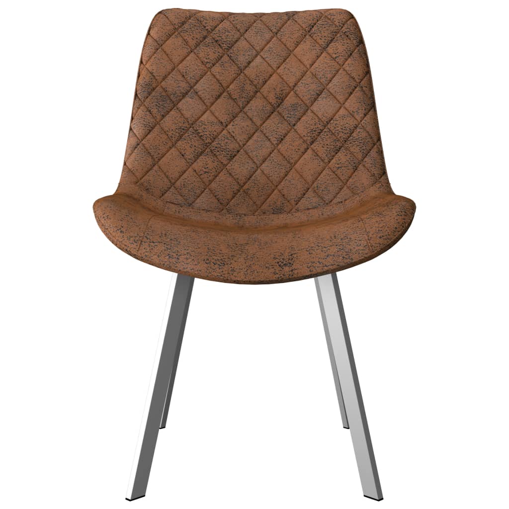 Dining Chairs 4 pcs Brown Faux Suede Leather
