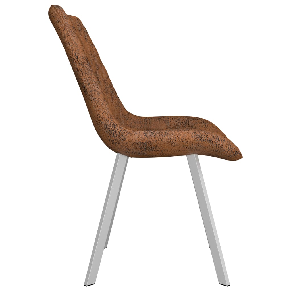 Dining Chairs 4 pcs Brown Faux Suede Leather