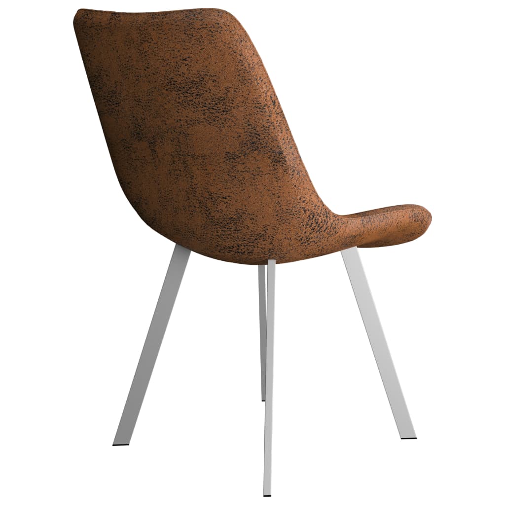 Dining Chairs 4 pcs Brown Faux Suede Leather