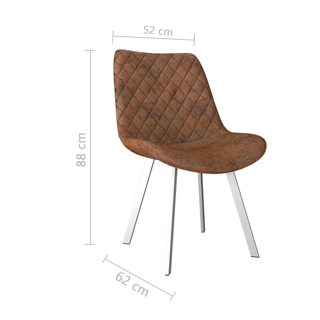 Dining Chairs 4 pcs Brown Faux Suede Leather