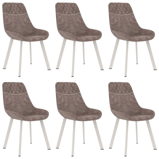 Dining Chairs 6 pcs Brown Faux Leather