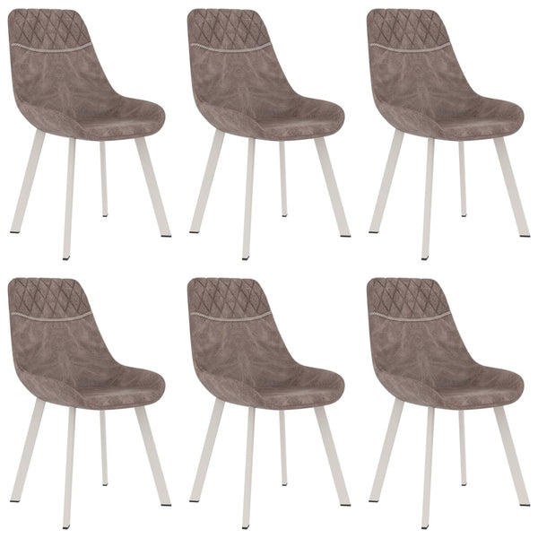  Dining Chairs 6 pcs Brown Leather