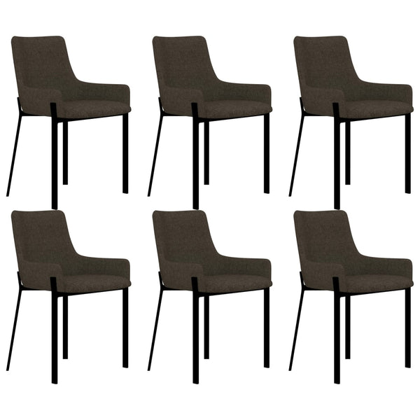  Dining Chairs 6 pcs Brown Fabric