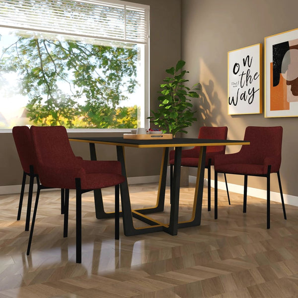  Dining Chairs 4 pcs Wine Fabric
