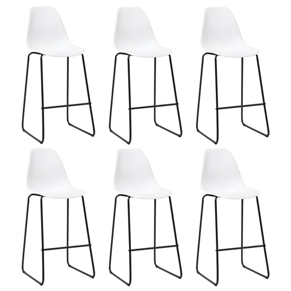  Bar Chairs 6 pcs White Plastic