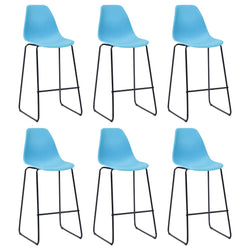 Bar Chairs 6 pcs Blue Plastic