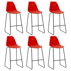 Bar Chairs 6 pcs Red Plastic