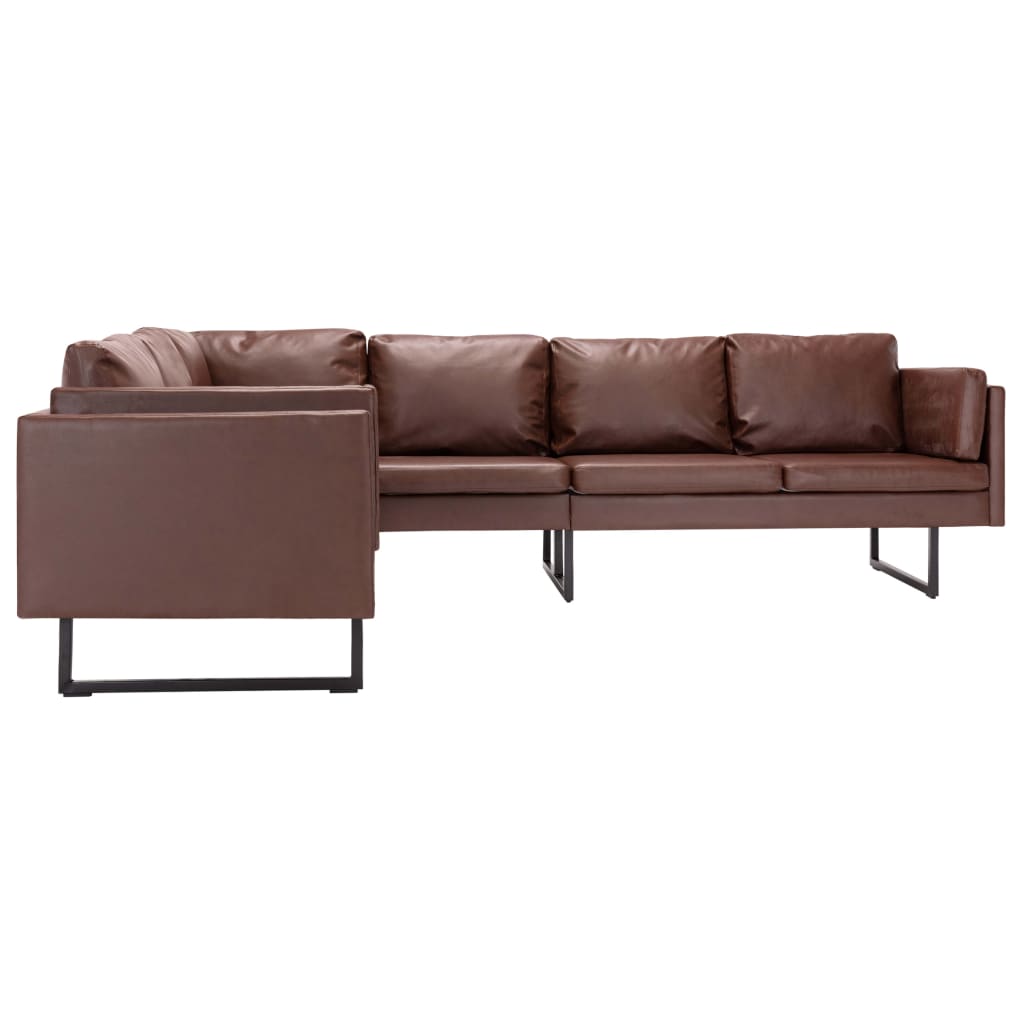 Corner Sofa Faux Leather Brown