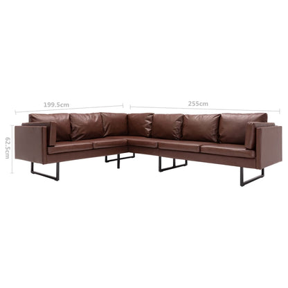 Corner Sofa Faux Leather Brown
