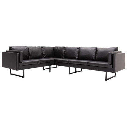 Corner Sofa Faux Leather Black