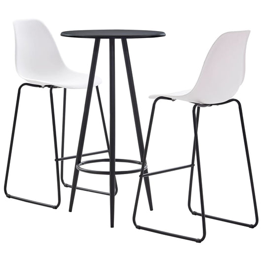 3 Piece Bar Set Plastic White
