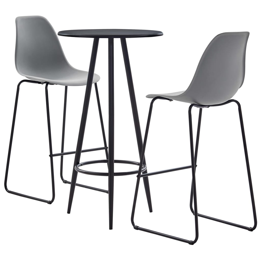 3 Piece Bar Set Plastic Grey