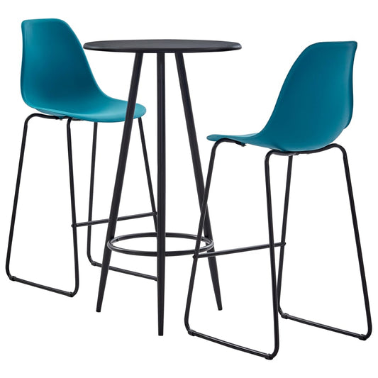 3 Piece Bar Set Plastic Turquoise