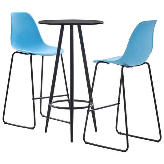 3 Piece Bar Set Plastic Blue
