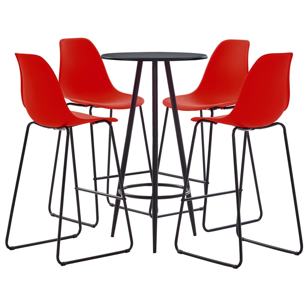 5 Piece Bar Set Plastic Red