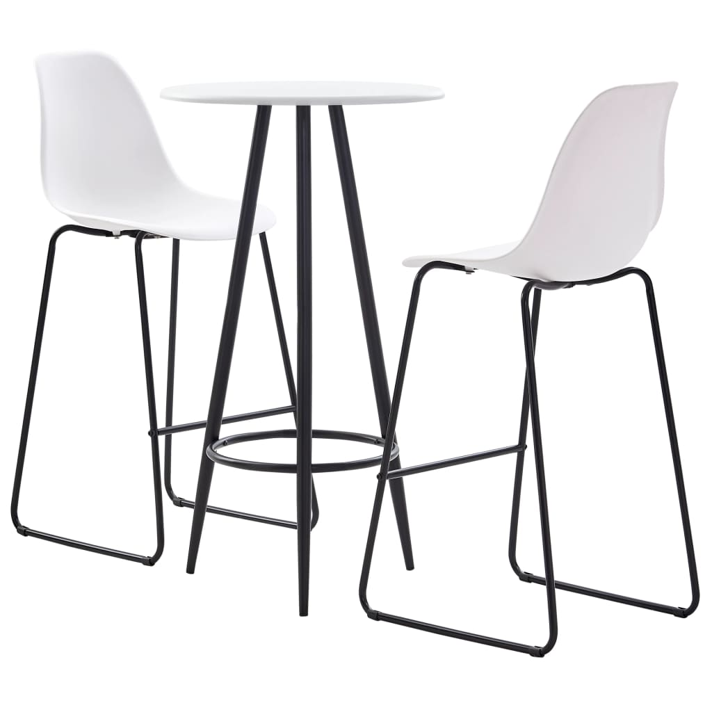 3 Piece Bar Set Plastic White