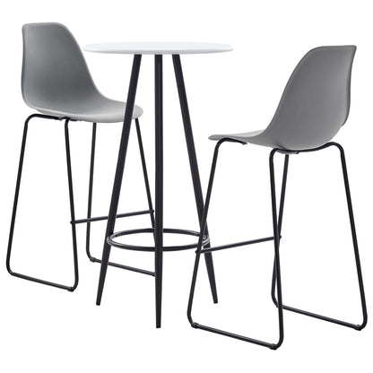 3 Piece Bar Set Plastic Grey