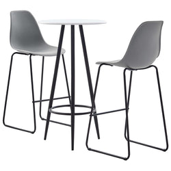 3 Piece Bar Set Plastic Grey