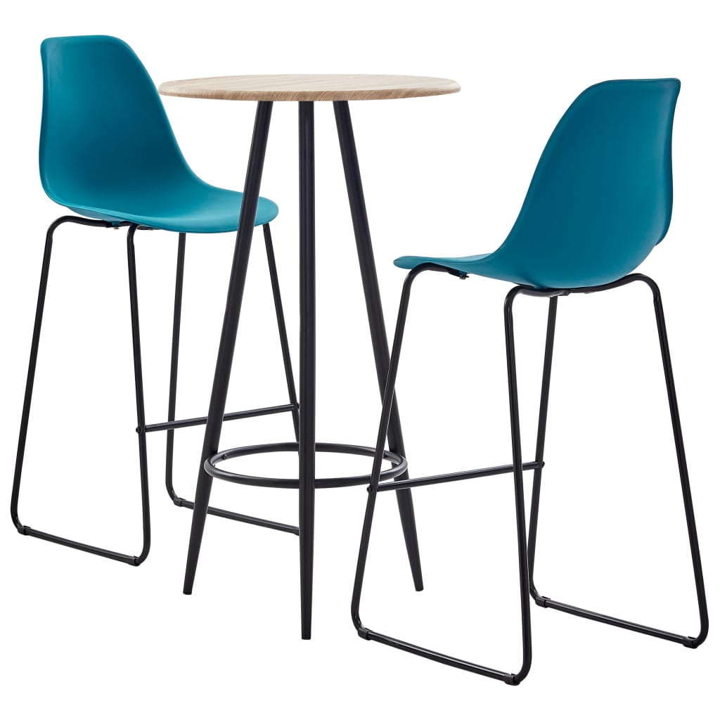 3 Piece Bar Set Plastic Turquoise