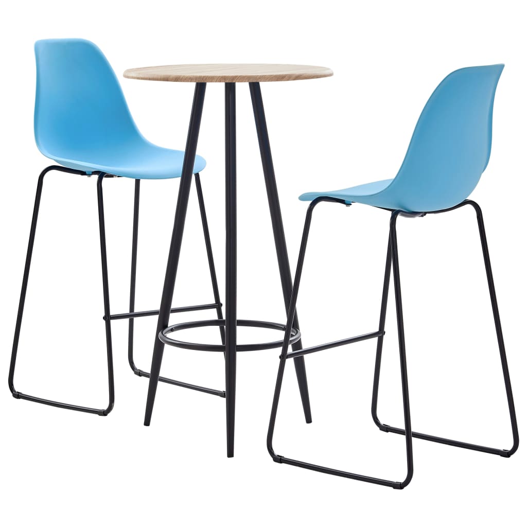 3 Piece Bar Set Plastic Blue