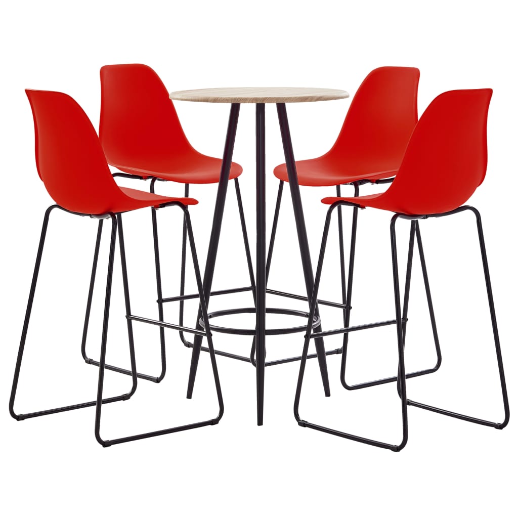 5 Piece Bar Set Plastic Red