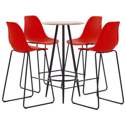 5 Piece Bar Set Plastic Red