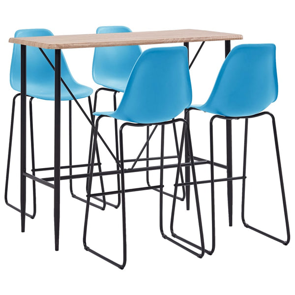  5 Piece Bar Set Plastic Blue