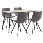 5 Piece Dining Set Brown Leather