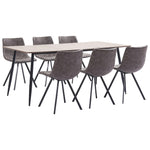7 Piece Dining Set Brown Leather