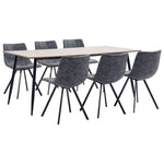 7 Piece Dining Set Black Leather