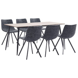 7 Piece Dining Set Black Faux Leather