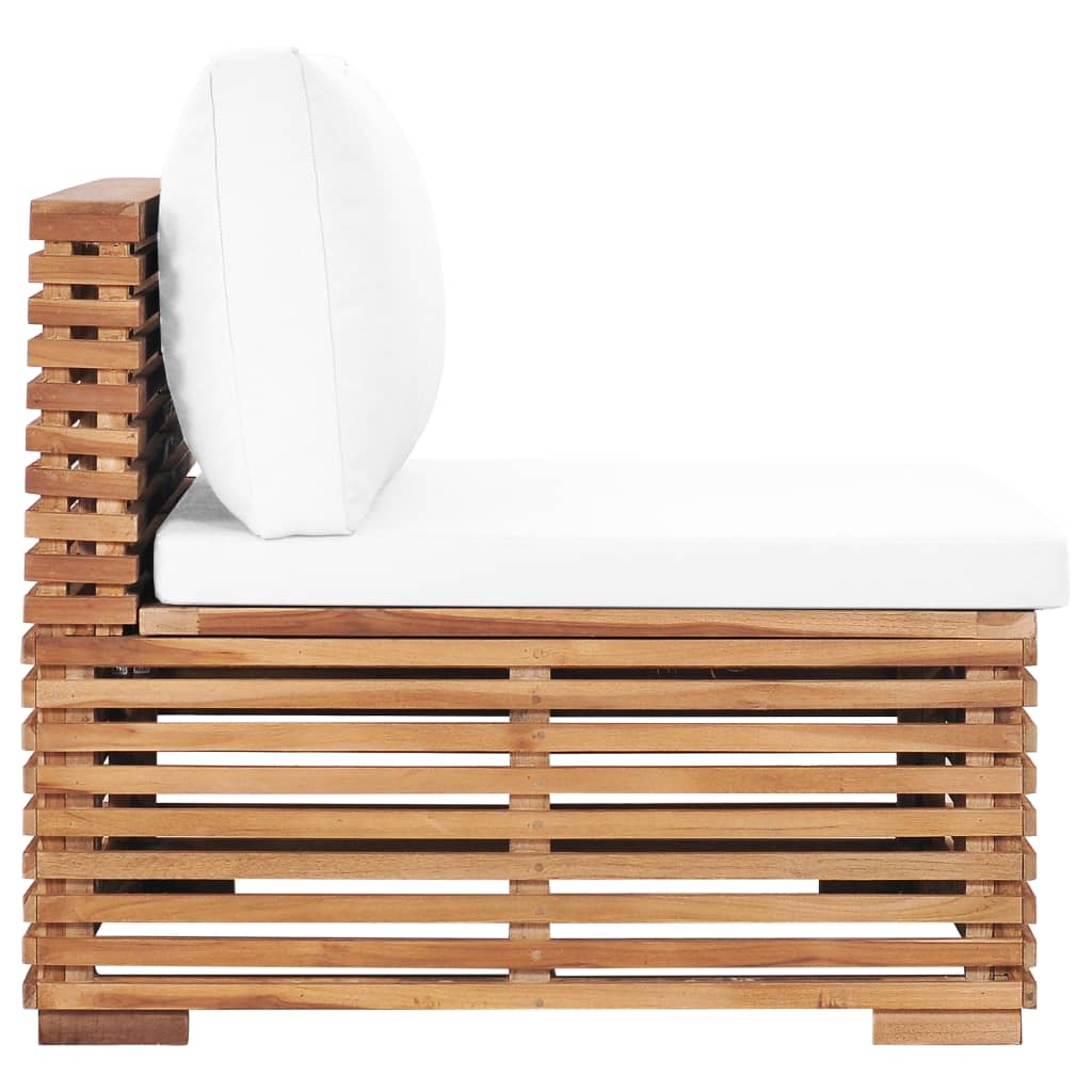 Garden Middle Sofa with Cream Cushion Solid Teak Wood
