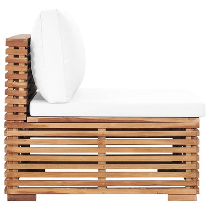 Garden Middle Sofa with Cream Cushion Solid Teak Wood