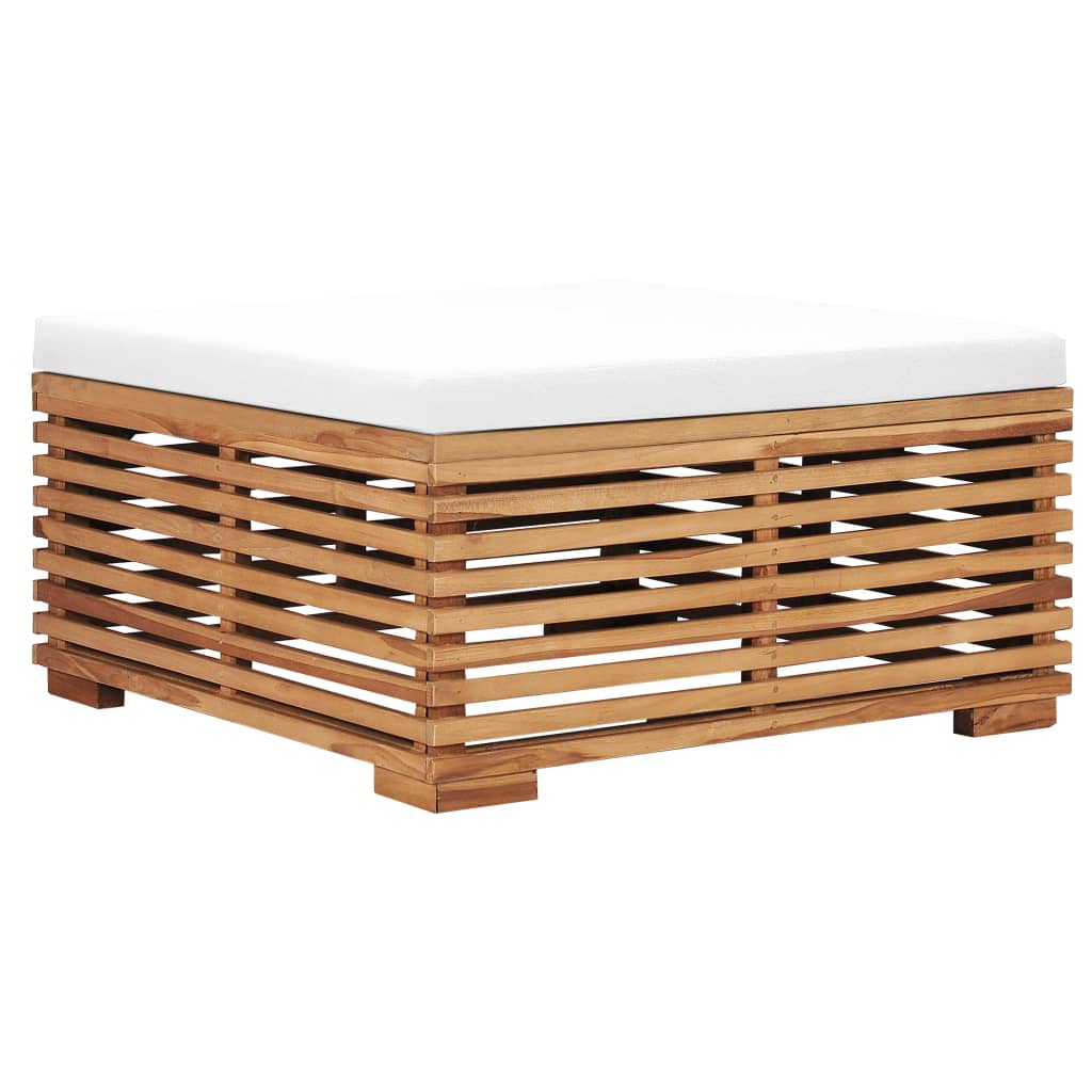 Garden Footrest with Cream Cushion Solid Teak Wood
