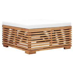 Garden Footrest with Cream Cushion Solid Teak Wood