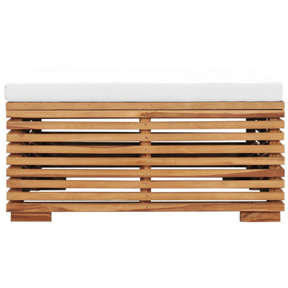 Garden Footrest with Cream Cushion Solid Teak Wood