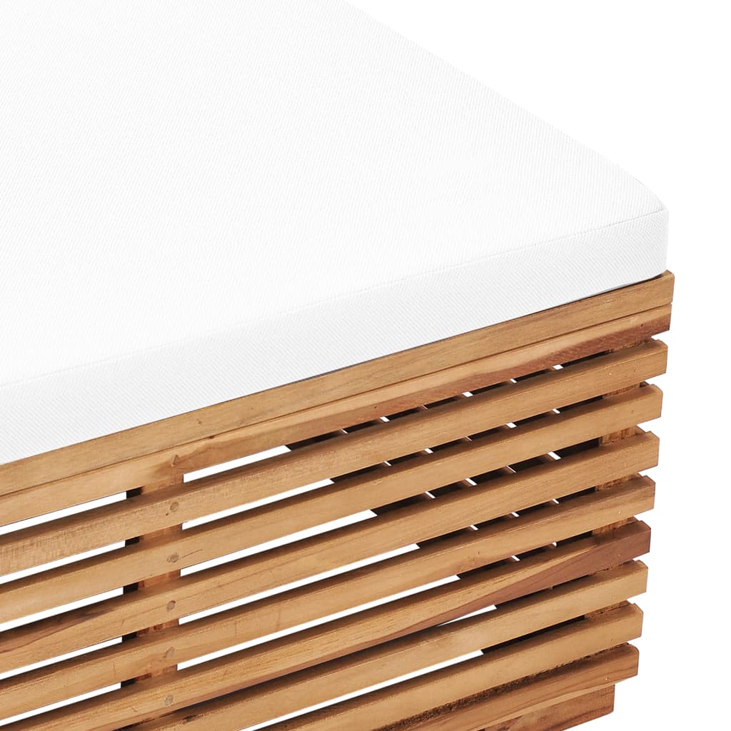 Garden Footrest with Cream Cushion Solid Teak Wood