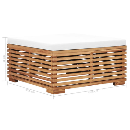 Garden Footrest with Cream Cushion Solid Teak Wood