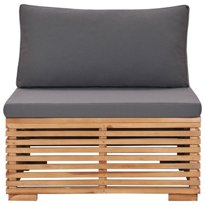 Garden Middle Sofa with Grey Cushion Solid Teak Wood