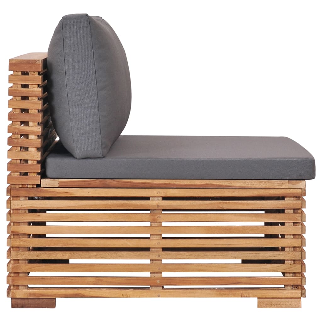 Garden Middle Sofa with Grey Cushion Solid Teak Wood