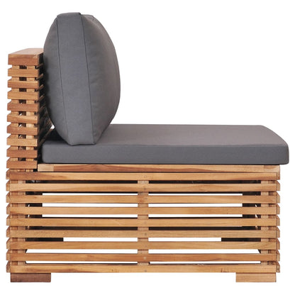 Garden Middle Sofa with Grey Cushion Solid Teak Wood
