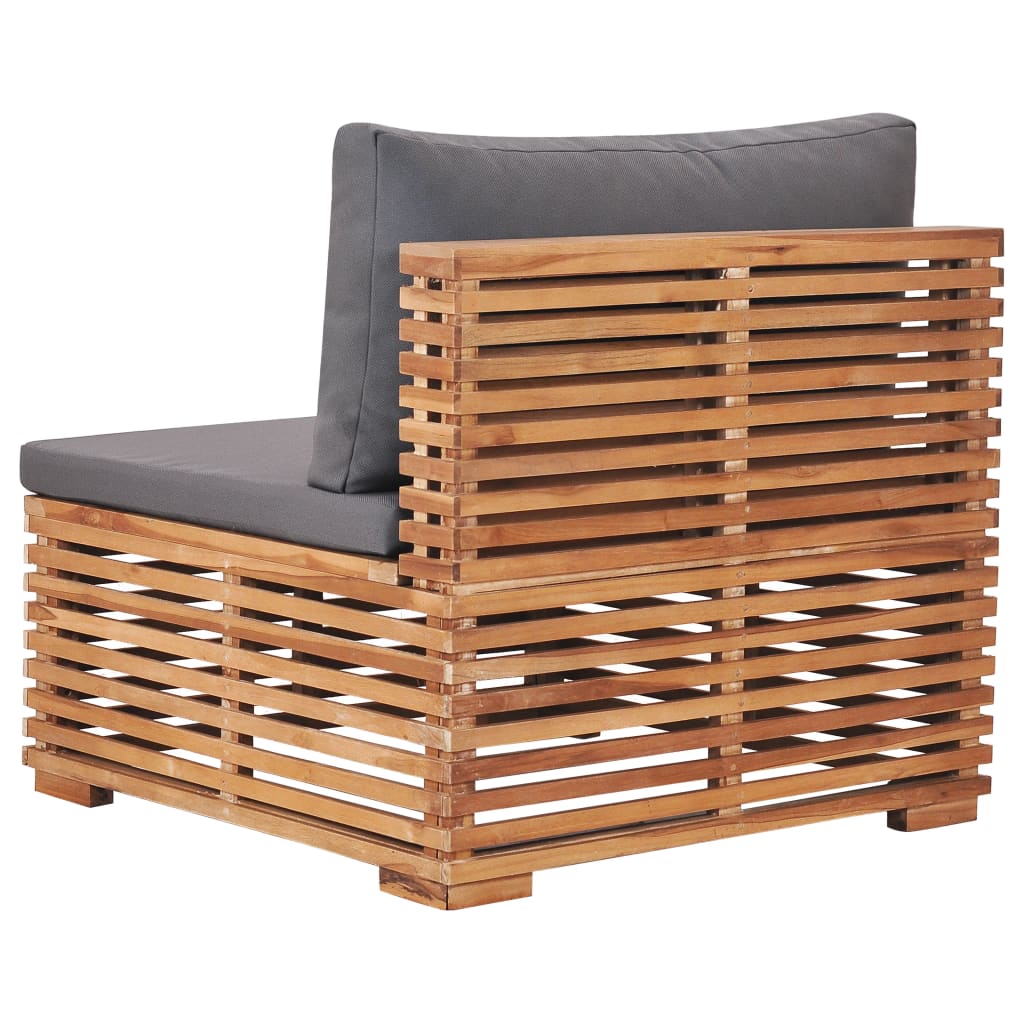 Garden Middle Sofa with Grey Cushion Solid Teak Wood