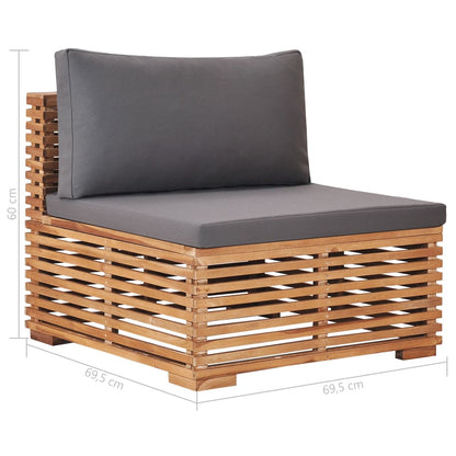 Garden Middle Sofa with Grey Cushion Solid Teak Wood