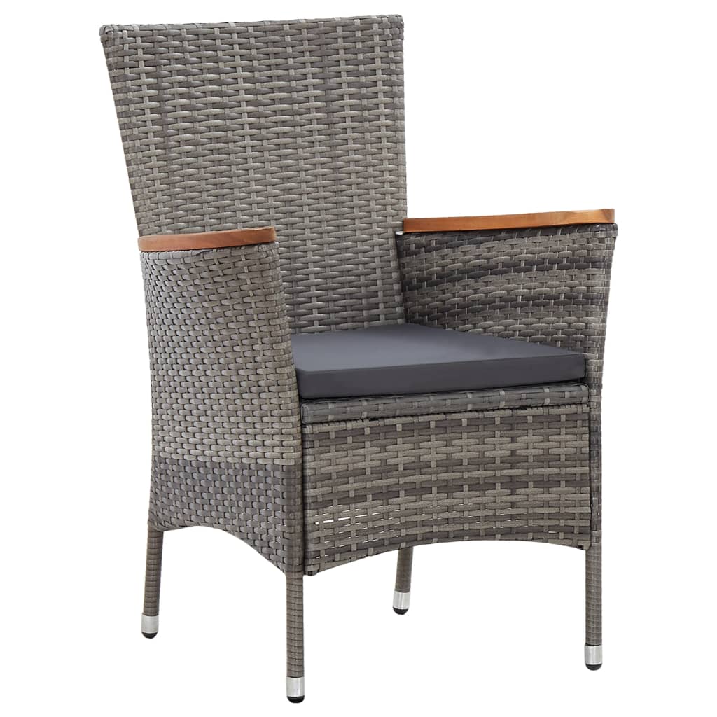 5 Piece Garden Dining Set with Cushions Poly Rattan Grey