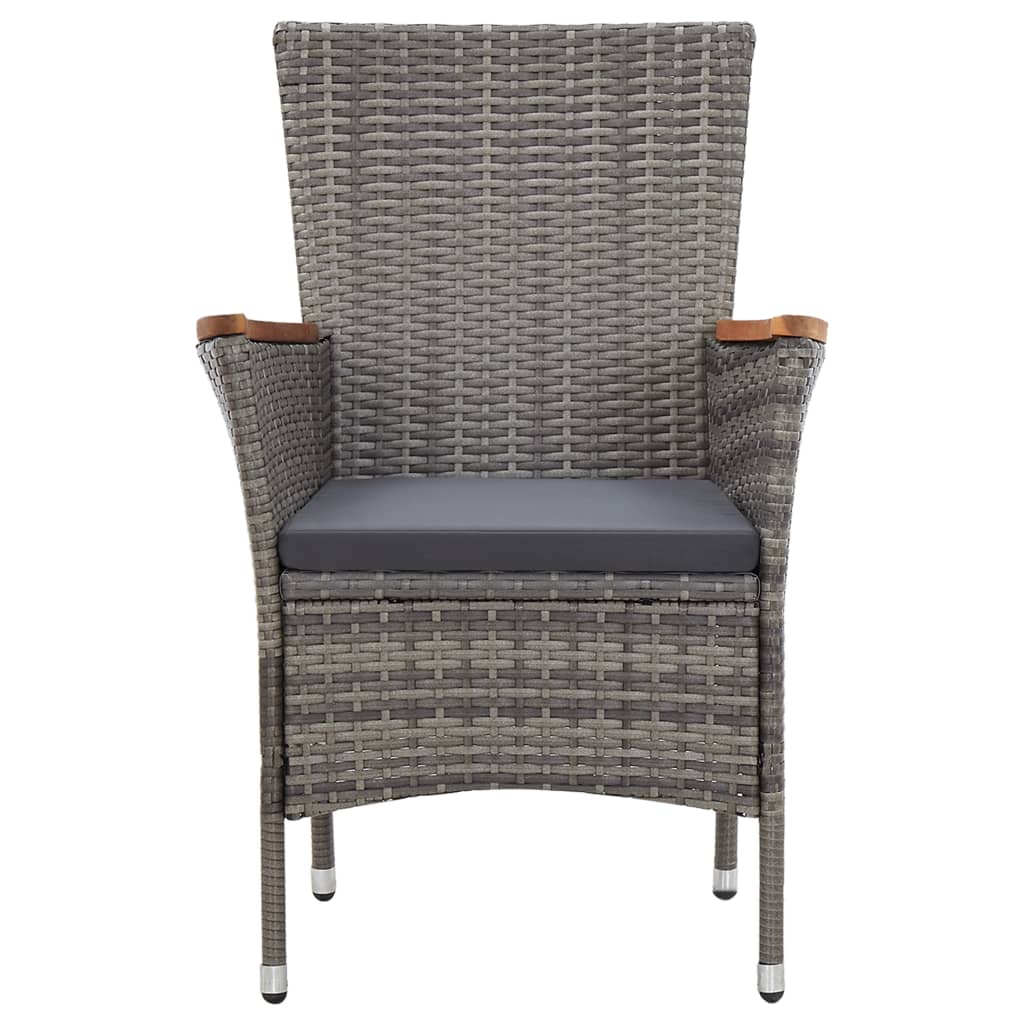 5 Piece Garden Dining Set with Cushions Poly Rattan Grey